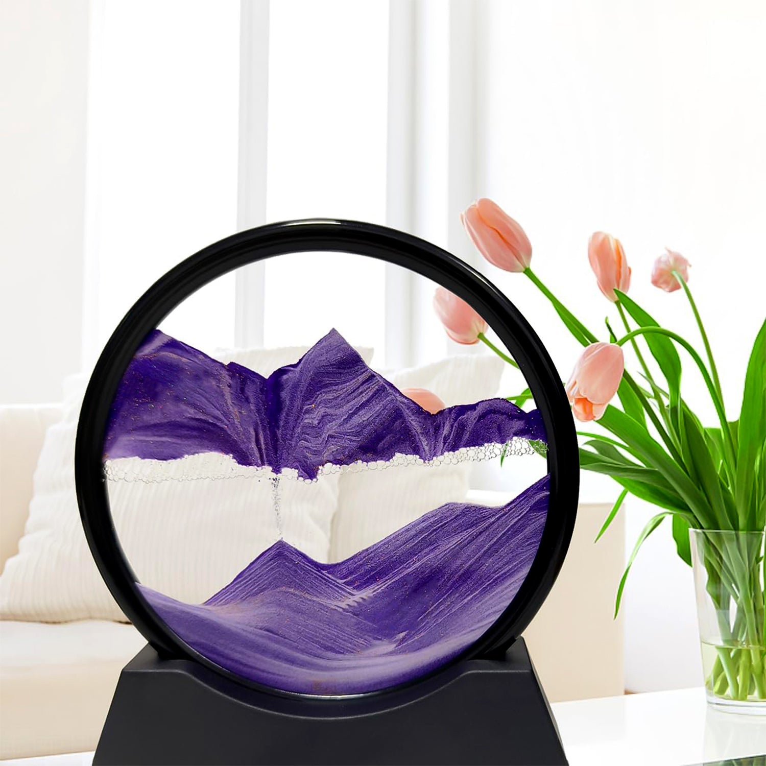 3D Moving Sand Art – Liquid Motion Deep Sea Sandscape with Round Glass Frame & ejection (1 Pc)