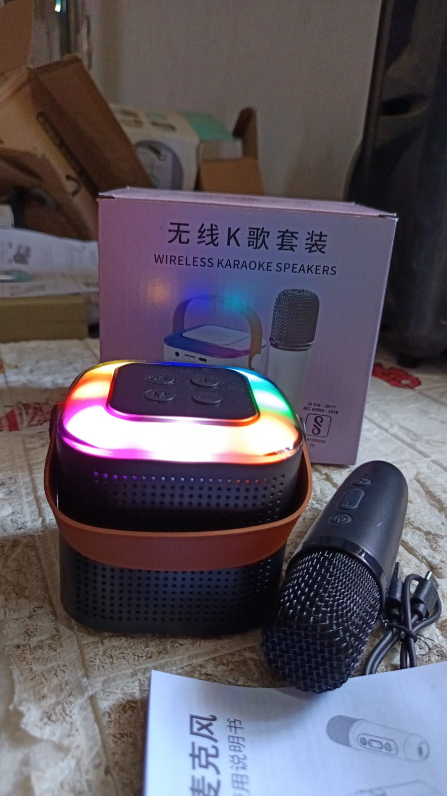 Wireless Karaoke Speaker & Mic Set | RGB Lights | Portable Bluetooth Speaker