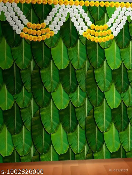 Onam Special Banana Leaf Backdrop Cloth | 5x5 ft Traditional Festive Décor
