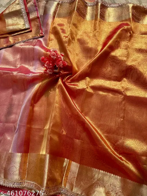 Special Tissue Silk Saree with Lace Border – Banarasi Party Wear