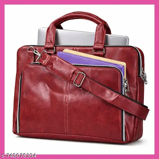 Maroon Leather Messenger & Laptop Bag | Unisex Office Briefcase