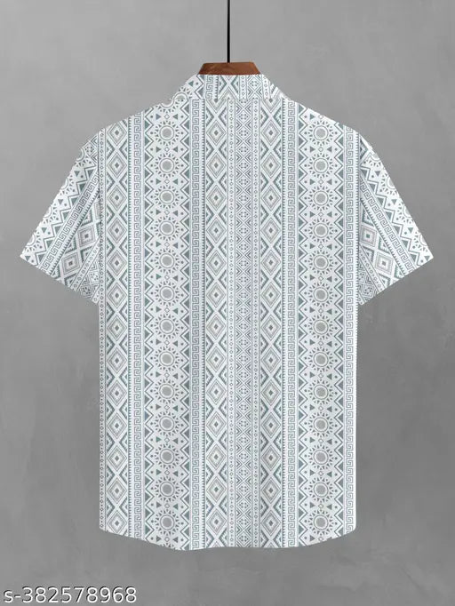Men’s Regular Fit Ethnic Motif Printed Cotton Blend Casual Shirt – Multicolor