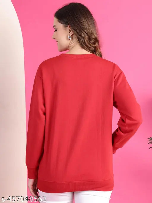 Women’s Typography Printed Maroon Sweatshirt – Fleece