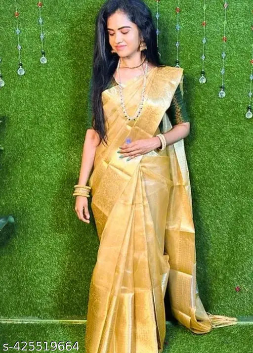 Wedding Anniversary Tissue Banarasi Saree with Zari Border