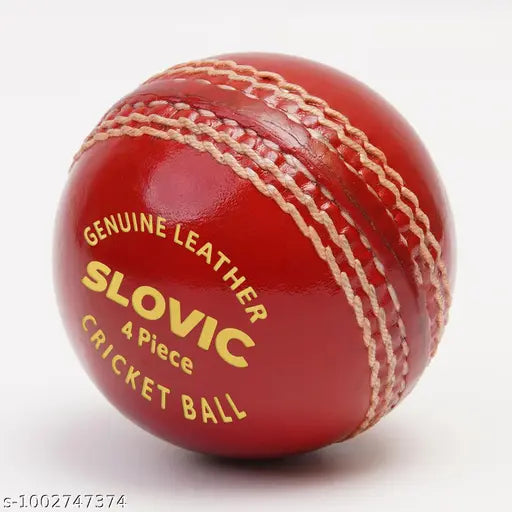 Premium Leather Cricket Ball – 4‑Piece Construction, Water‑Resistant (Red)