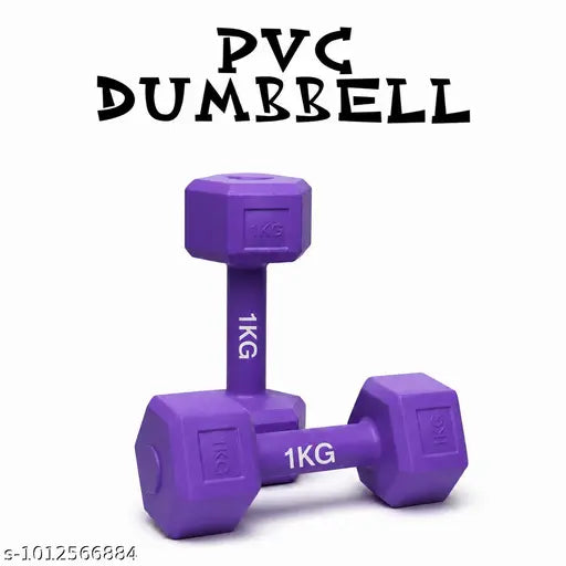 Premium 1kg Hex Dumbbells Pair – PVC Coated, Non‑Slip Grip (Purple)