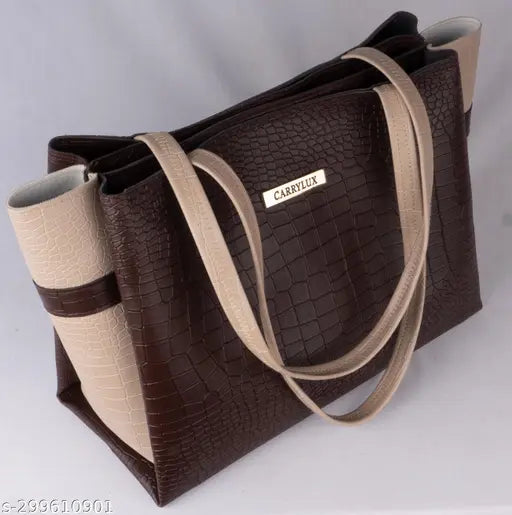 Dual Tone Croco Pattern Tote Handbag