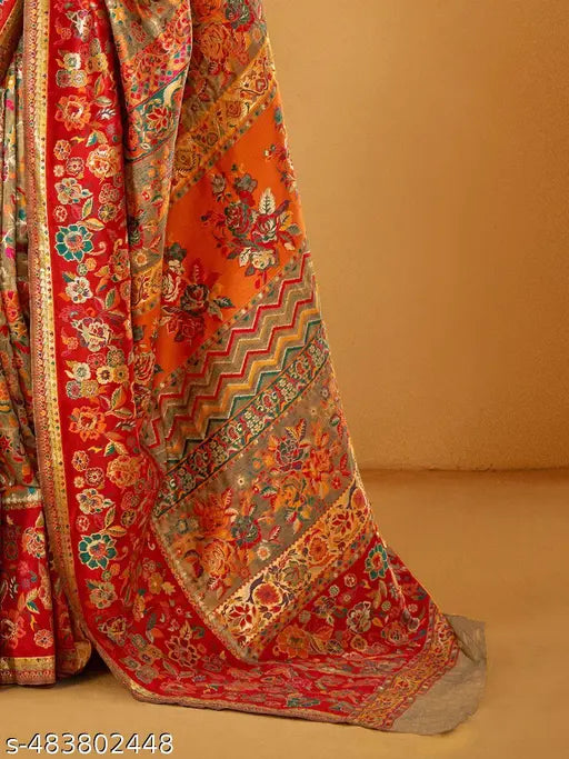 Pure Jamewar Kashmiri Modal Silk Saree – Heritage Floral Weaving