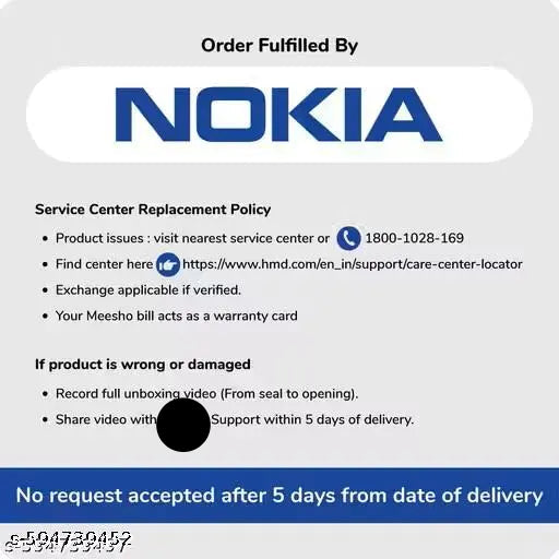 Nokia service center replacement policy on a white background