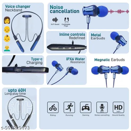 Voice Changer Bluetooth Neckband | 125H + 125H Playtime