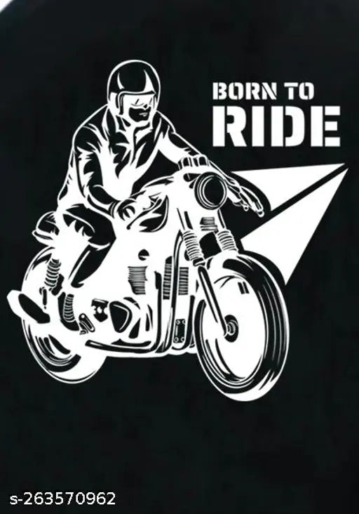 Men’s Oversized Black Biker Graphic Printed T‑Shirt – “Born To Ride” Back Print