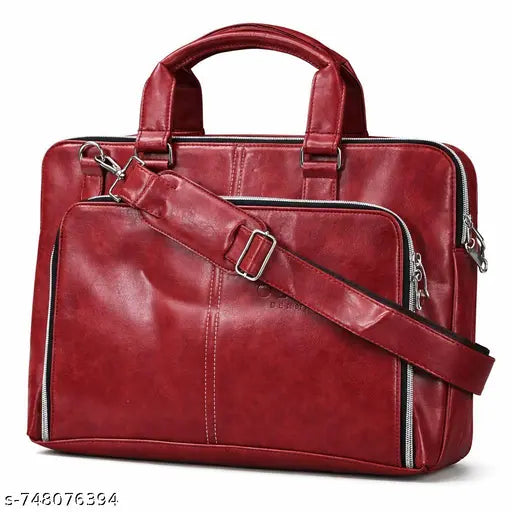 Maroon Leather Messenger & Laptop Bag | Unisex Office Briefcase