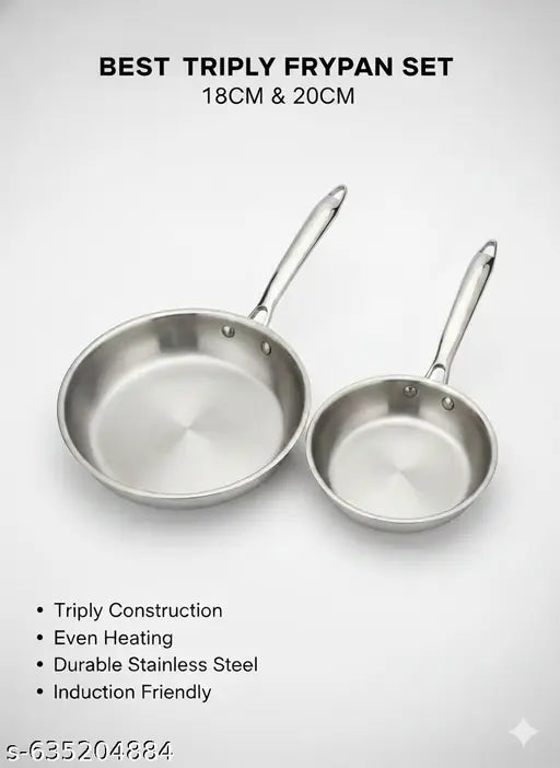 Heavy Duty Tri Ply Frying Pan Combo | Gas & Induction Friendly