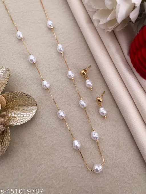 PREMIUM QUALITY Gold Plated Trendy Artificial Bead Jewellery Set