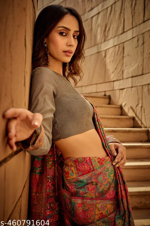 Pure Jamewar Kashmiri Modal Handloom Paithani Silk Saree – Minakari Floral Weaving Elegance