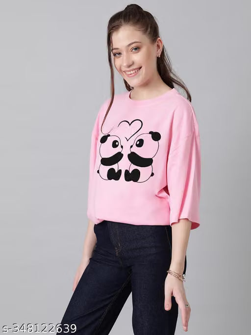 Women’s Oversized Printed Cotton Blend T‑Shirt