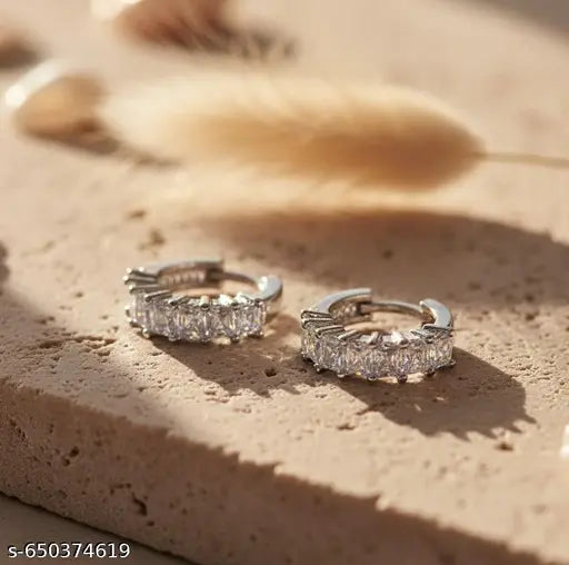 Silver Plated Pearl Hoop Earrings for Women