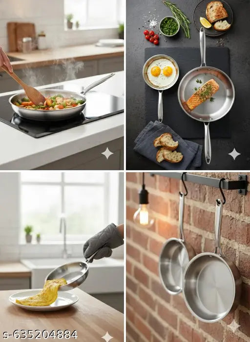 Heavy Duty Tri Ply Frying Pan Combo | Gas & Induction Friendly
