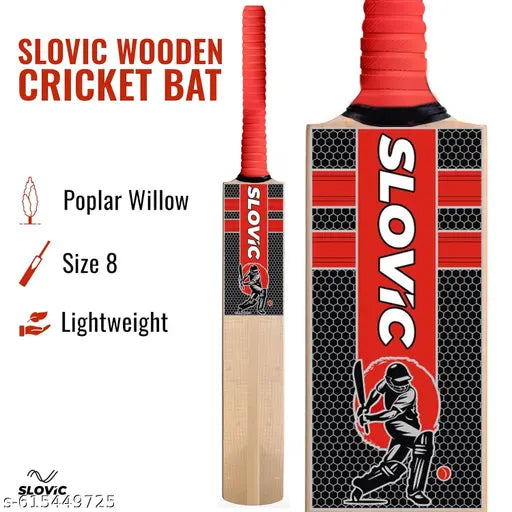 Full‑Size Wooden Tennis Cricket Bat – Poplar Willow (Size8)