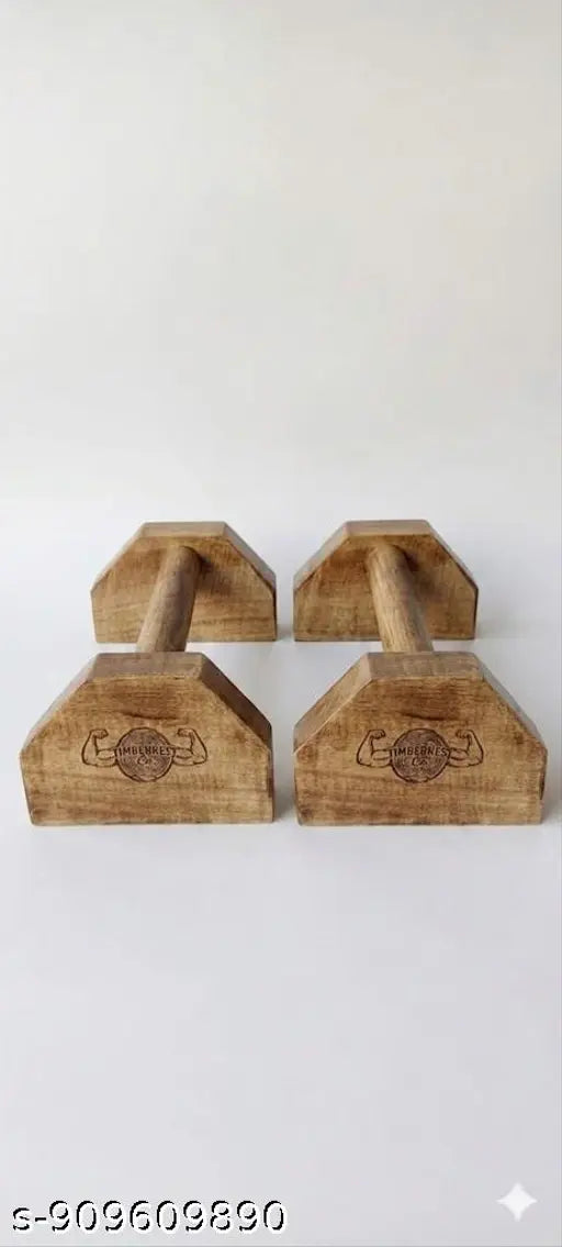 Wooden Push‑Up Bars – Natural Mango Wood Zebra Design (Set of 2)