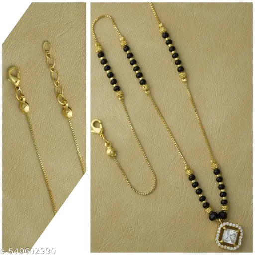 Princess Cut American Diamond Mangalsutra | Gold Plated
