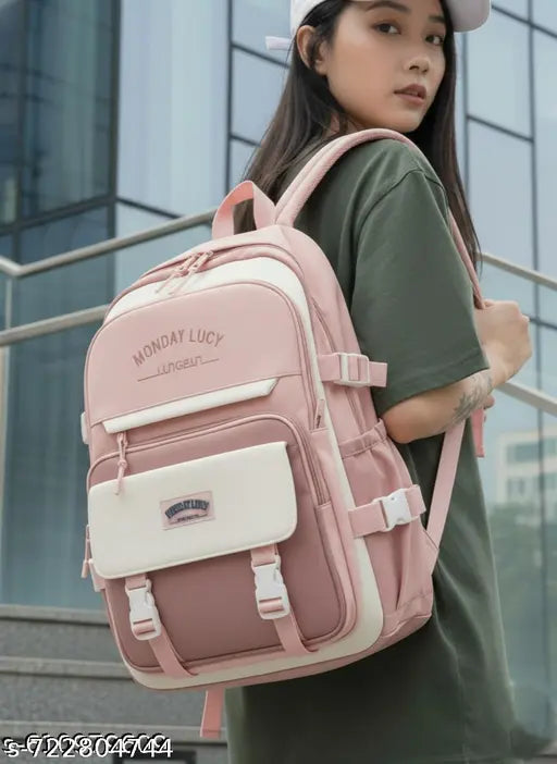 Trendy Pink Korean Backpack | Durable Multi‑Compartment Backpack