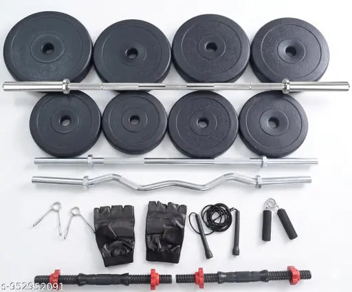 Premium 8‑in‑1 Multipurpose Fitness Bench Combo – 30kg PVC Plates & Accessories