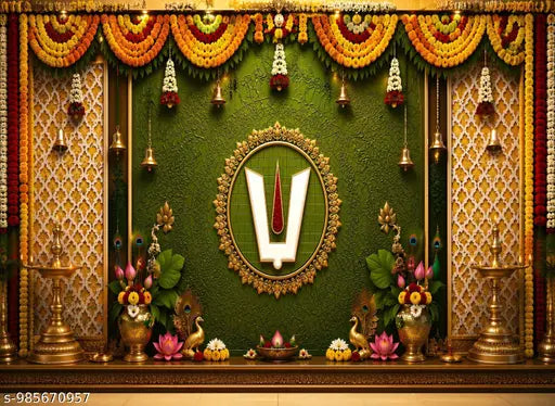 Onam Special Tilak Backdrop | 3D Decorative Festive Cloth for Pooja & Celebrations