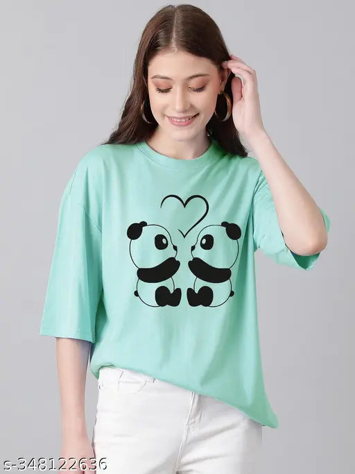 Women’s Oversized Printed Cotton Blend T‑Shirt