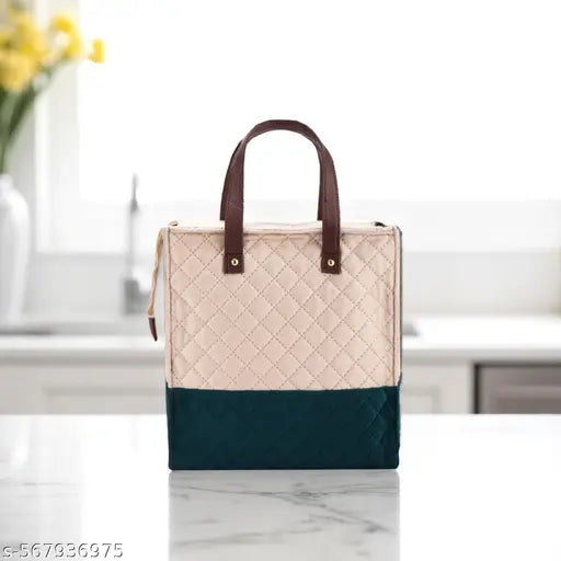 Casual Fabric Lunch Bag | Textured Shoulder Tote