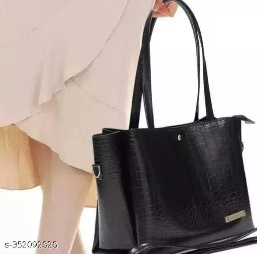 Women’s Crocodile Print Shoulder Bag | Extra Spacious Tote with Detachable Sling