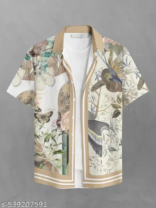 Men’s Regular Fit Printed Cotton Blend Casual Shirt