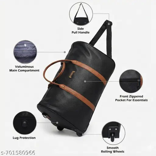 Bullfight Vegan Leather Duffel Bag | 2‑Wheel Travel Bag