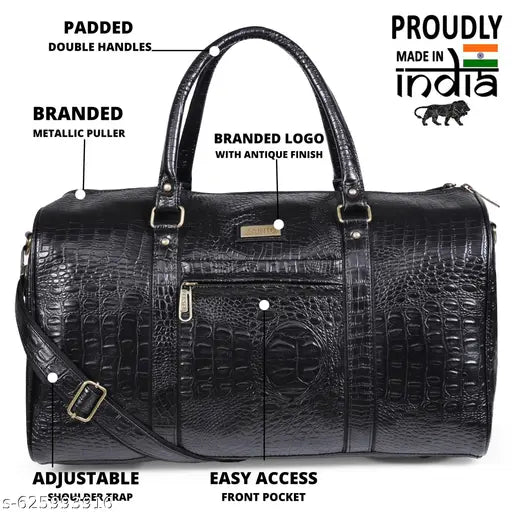 Premium Crocodile Pattern Duffel Bag | Faux Leather