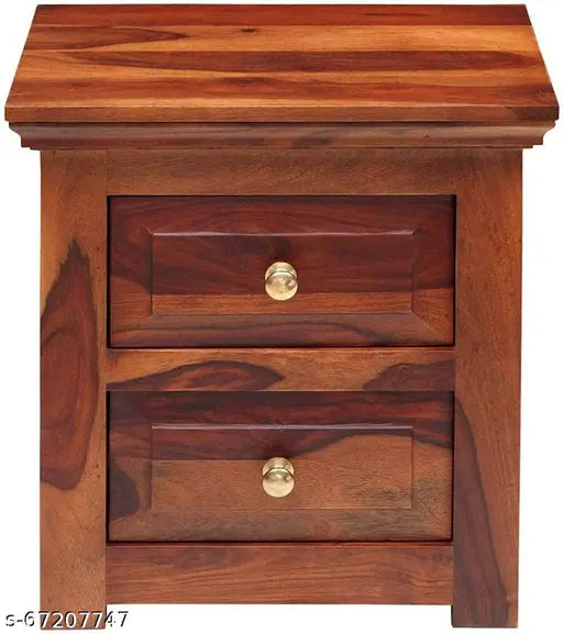 Solid Sheesham Wood Bedside Table | Brown Finish
