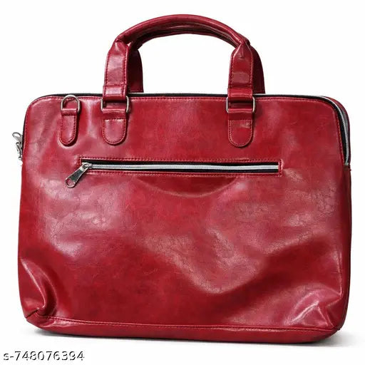 Maroon Leather Messenger & Laptop Bag | Unisex Office Briefcase