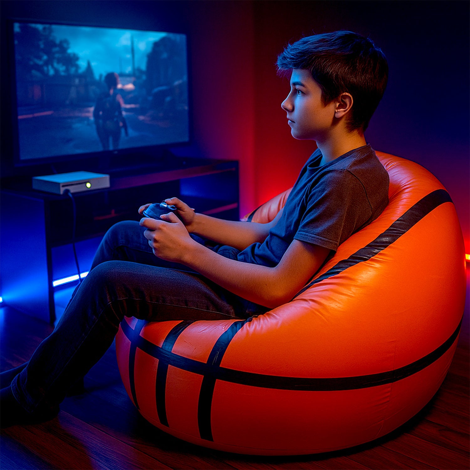 Foldable Sofa, Cartoon Style Inflatable Folding Chair, Ball Chair, Inflatable Sofa for Adults, Kids size (110cm x 85cm)