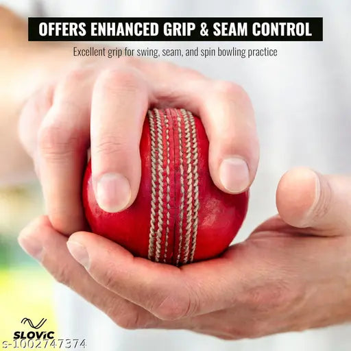 Premium Leather Cricket Ball – 4‑Piece Construction, Water‑Resistant (Red)