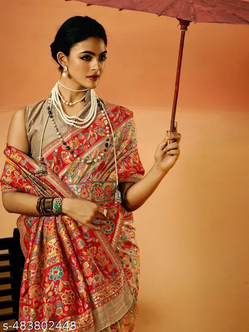 Pure Jamewar Kashmiri Modal Silk Saree – Heritage Floral Weaving