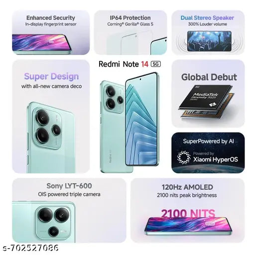 Redmi Note 14 5G Smartphone | 8GB RAM 128GB Storage