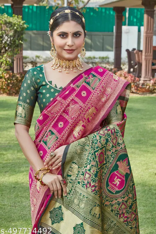 Cotton Silk Jacquard Saree – Pink Banarasi Saree