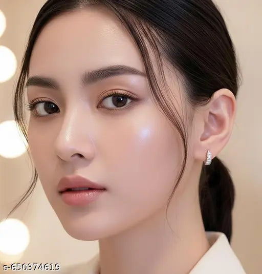 Silver Plated Pearl Hoop Earrings for Women