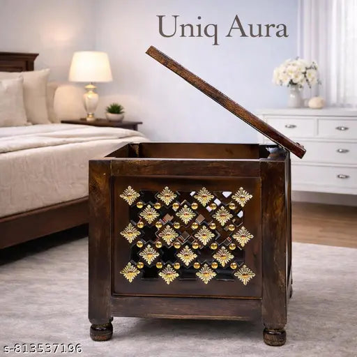 Premium Solid Wooden Storage Stool | Multipurpose Handcrafted Seating with Storage