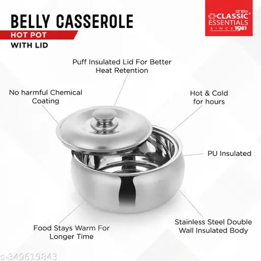 Stainless Steel Insulated Casserole – 3000 ml, Silver