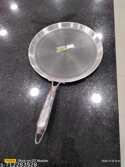 29 cm Triply Stainless Steel Fry Pan | Modern Honeycomb Non-Stick Tawa