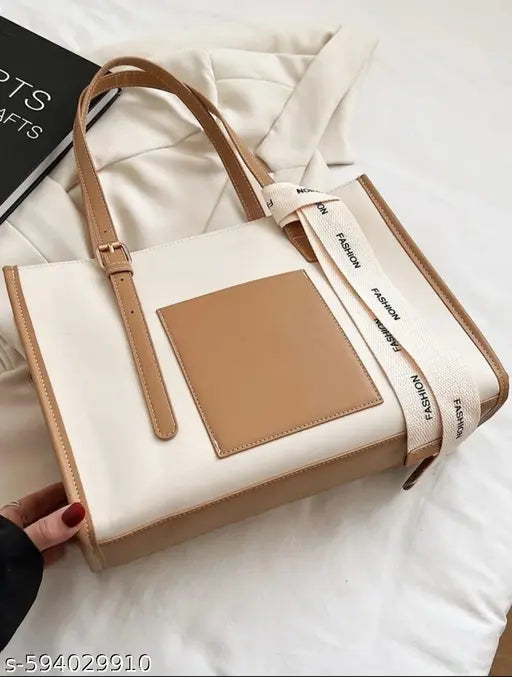 Women’s White Handbag | Solid Casual Tote