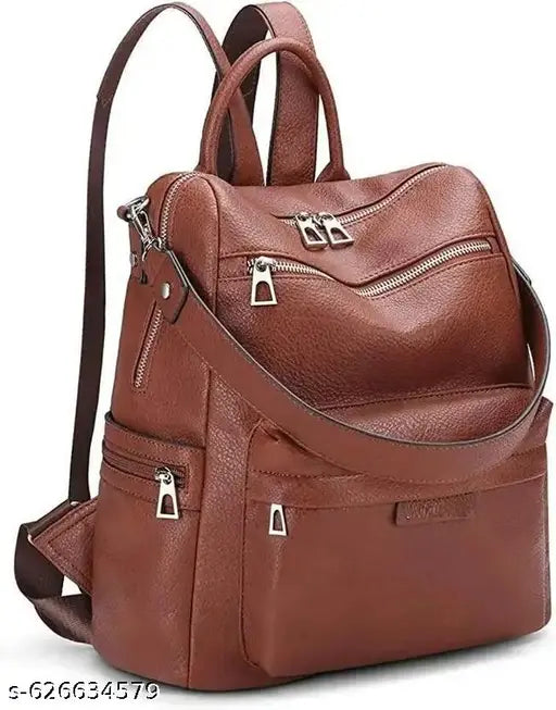 Trendy Stylish Brown Leather Travel Backpack