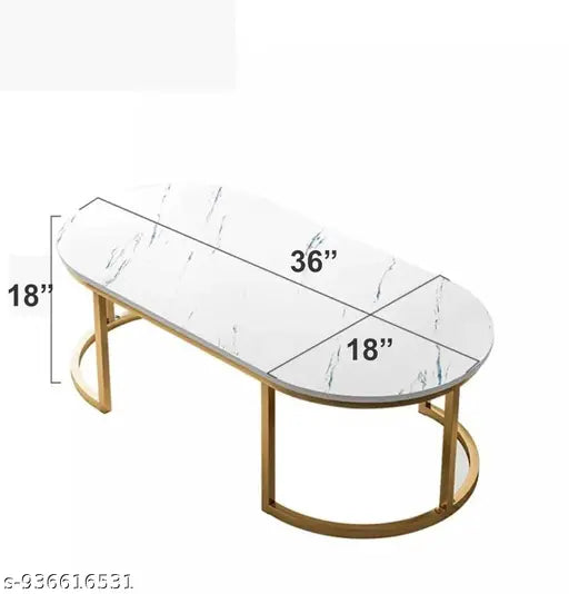 Modern Oval Coffee Table | 2‑Tier Wooden Center Table for Living Room