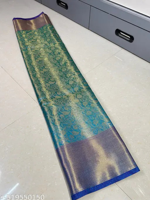 Banarasi Kanjivaram Soft Tissue Saree – Blue Zari Woven Traditional Wear