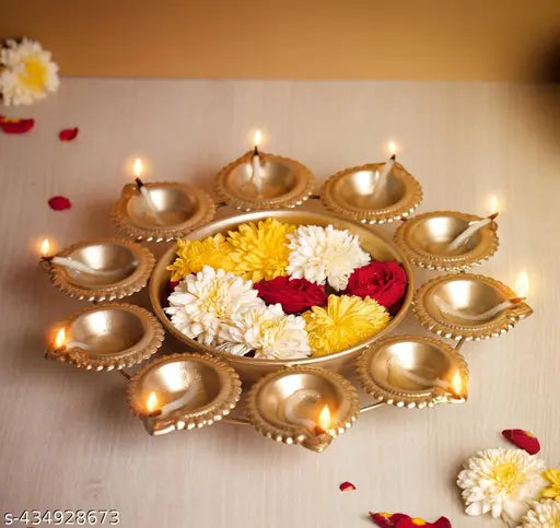 Onam Special Metal Urli Bowl | 10.5 inch Gold Festive Décor for Flowers & Diyas